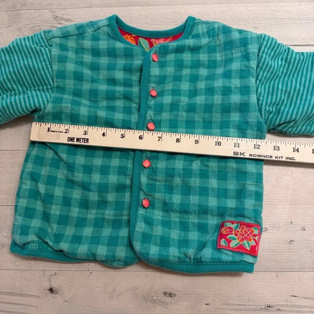 Vintage Gymboree‎ girls rainbow tag reversible sweater tulip teal blue